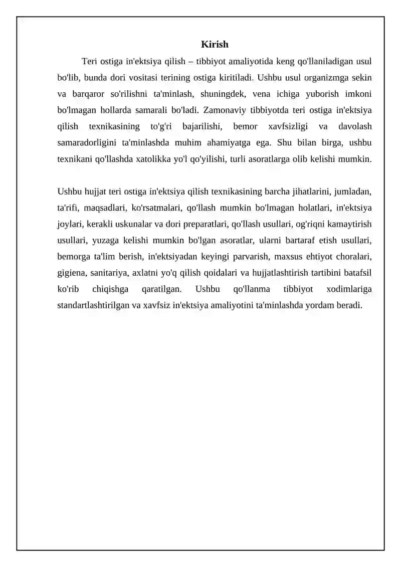 Teri ostiga in'ektsiya qilish texnikasi 3