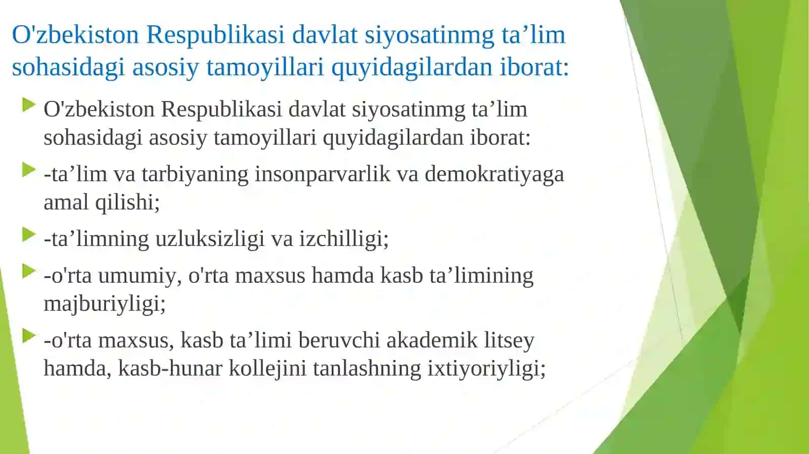 Maktabgacha ta’lim,umumiy o’rta  ta’limi,o’rta maxsus professional ta’lim tendensiyalari 3
