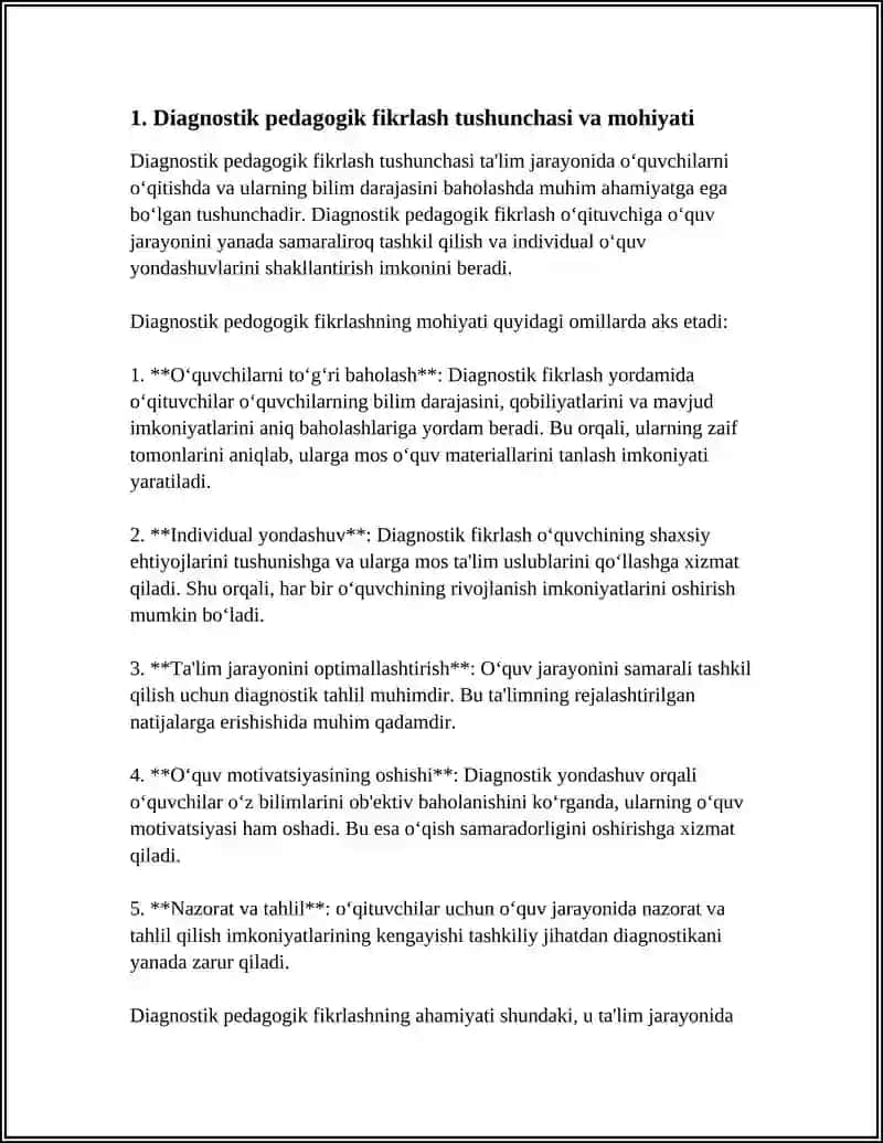 DIAGNOSTIK PEDAGOGIK FIKRLASH 3