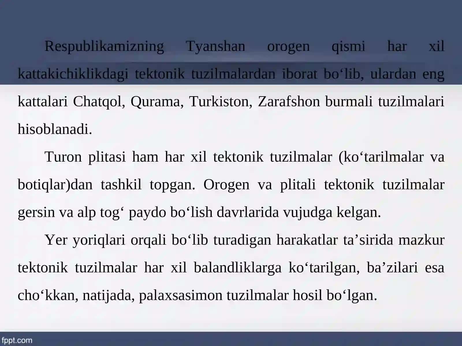 Oʻzbekiston hududining geologik tuzilishi va rivojlanishi 3