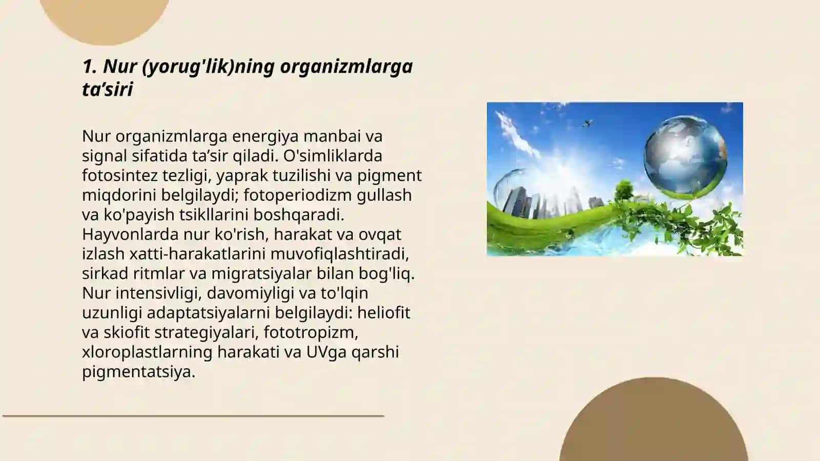 Ekalogik omillar va ularning organizmlarga ta’siri 3