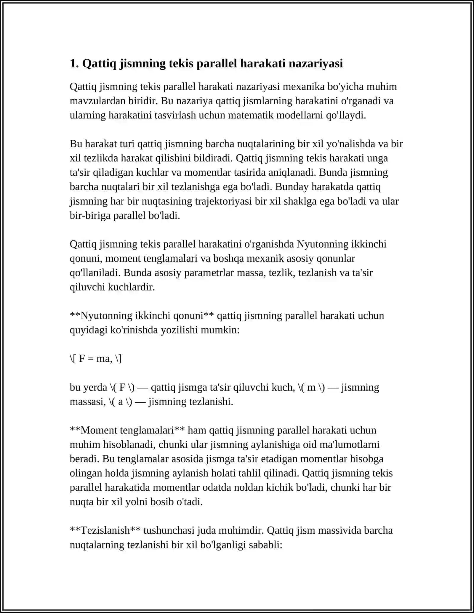 QATTIQ JISMNING TEKIS PARALLEL HARAKATI 3