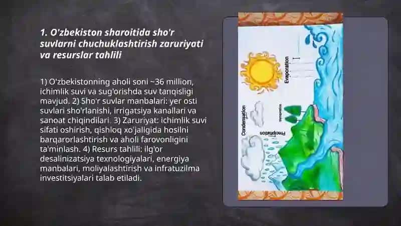O'zbekiston sharoitida sho'r suvlarni chuchuklashtirish g'oyasini yaratish 3