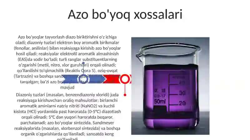 Azo bo'yoqlar va diazoniy tuzlar 3