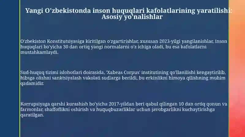 Yangi O'zbekistonda inson huquqlari va erkinliklari kafolatlarining yaratilishi 3