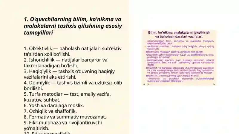 O'quvchilarning bilim ko'nikma va malakalarni tashkis etish 3