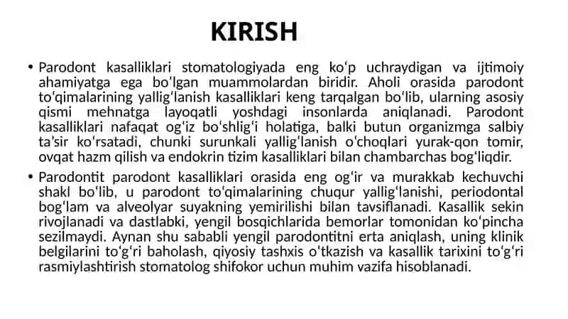 Parodontitning oʻrta og'irlikdagi shakllari 3