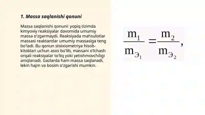 Kimyoning asosiy stexiomatrik qonunlari 3