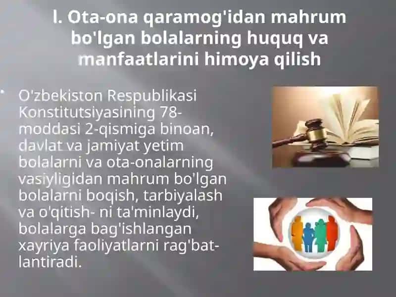 OTA-ONA QARAMOG'IDAN MAHRUM BO'LGAN BOLALARNI ANIQLASH VA JOYLASHTIRISH 3