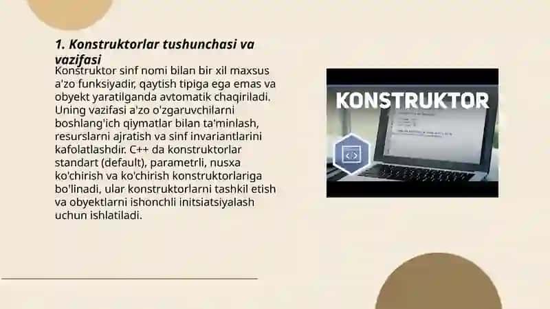 Konstruktorlar tushunchasi va vazifasi 3