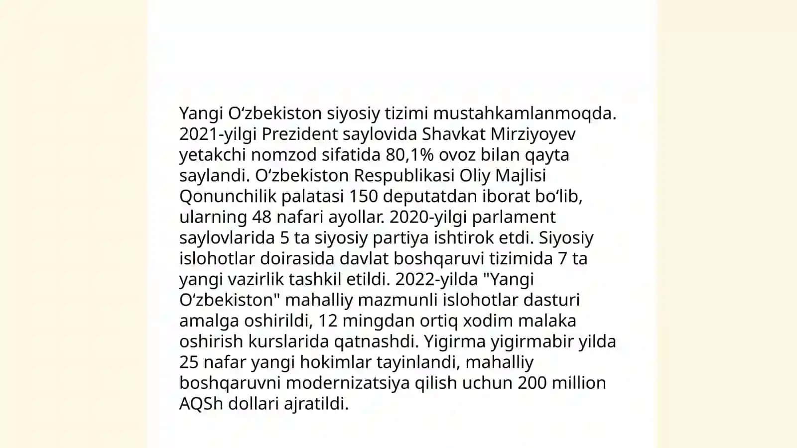 Yangi Oʻzbekistonning siyosiy hayoti 3