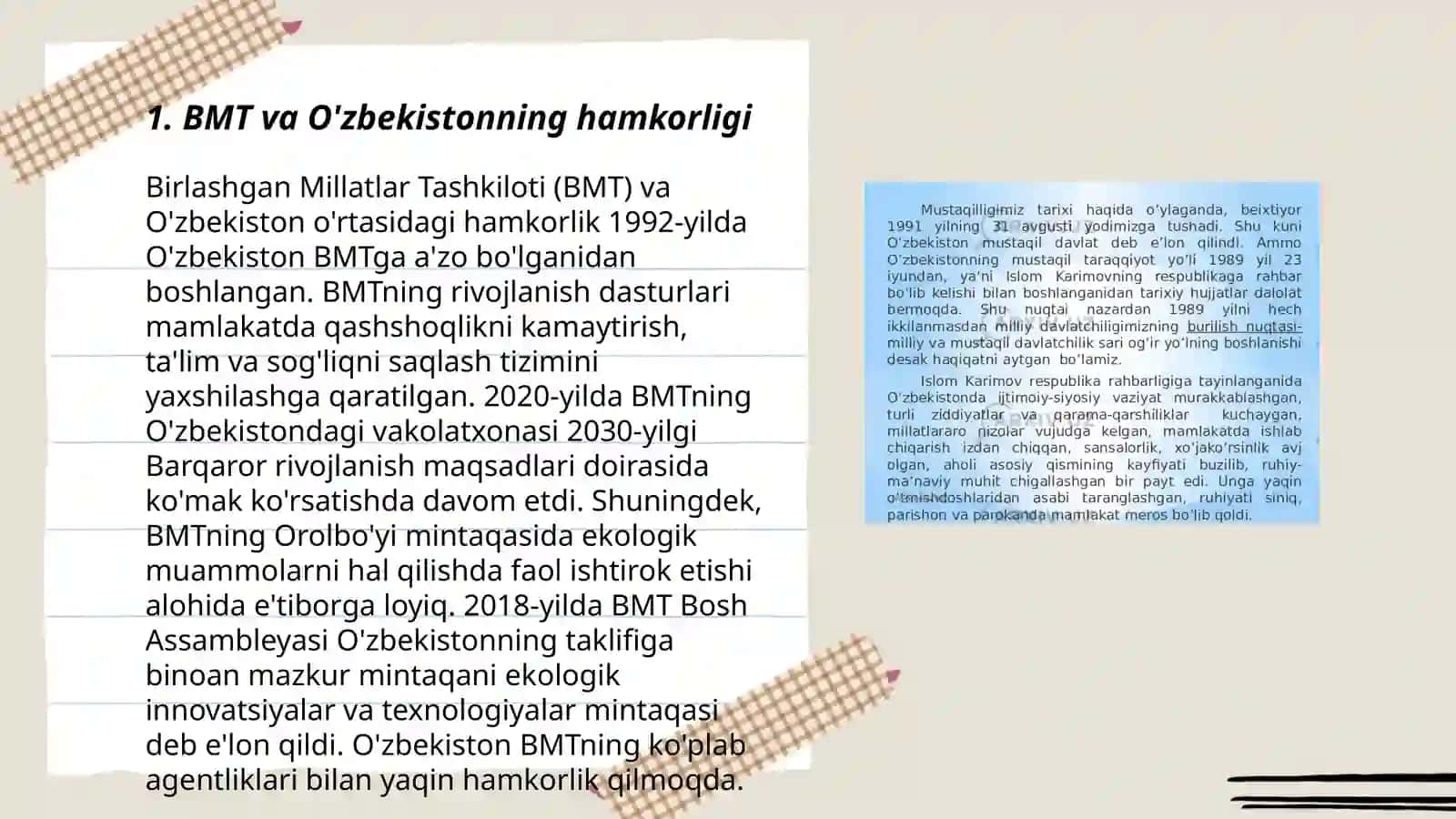 O’zbekistonning xalqaro tashkilotlar bilan hamkorlik aloqalar 3