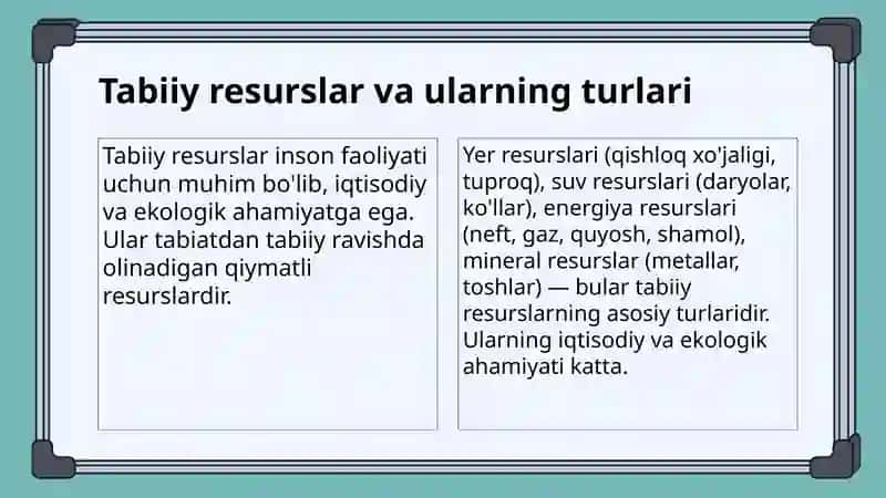 Tabiiy resurslardan ratsional foydalanish 3