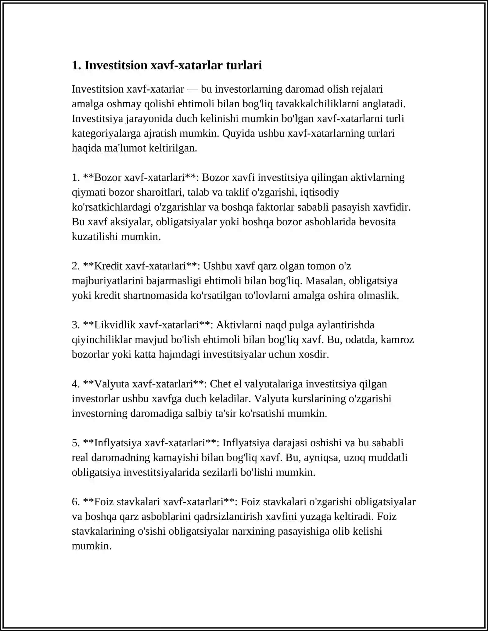 INVESTITSION XATARLAR VA ULARNI BARTARAF QILISH YOʻLLARI 3