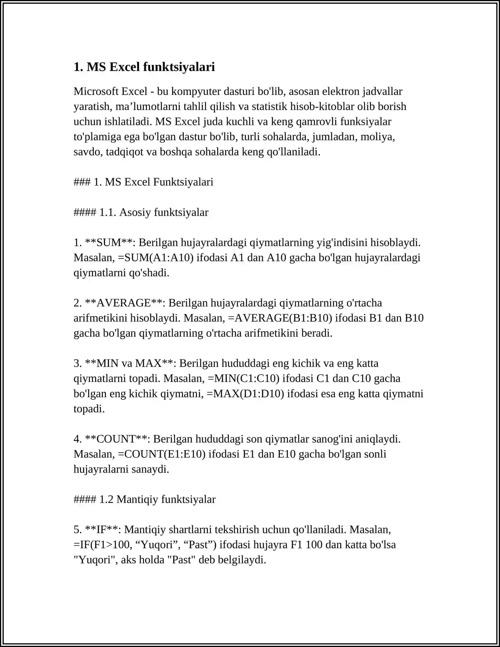 MUSTAQIL ISH Mavzu: M.S EXAL AMALLAR VA MUROJATLARDAN FOYDALANISH 3
