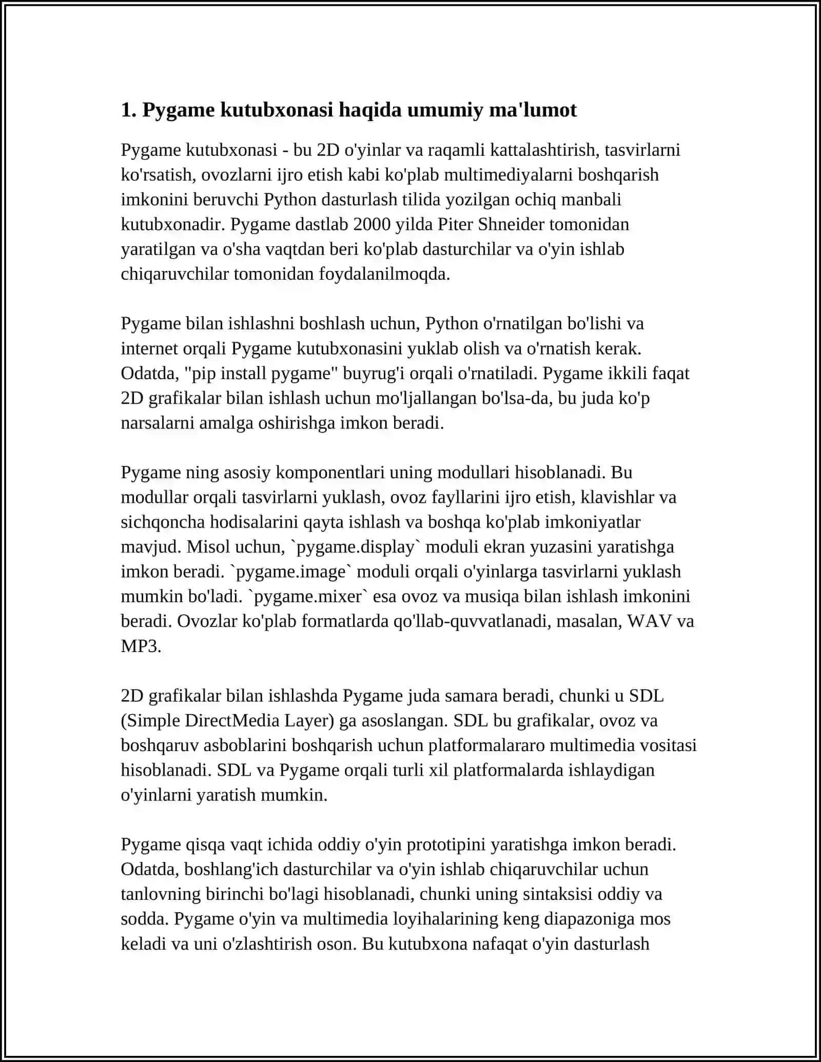 PYGAME VA PYGAME KUTUBXONA 3