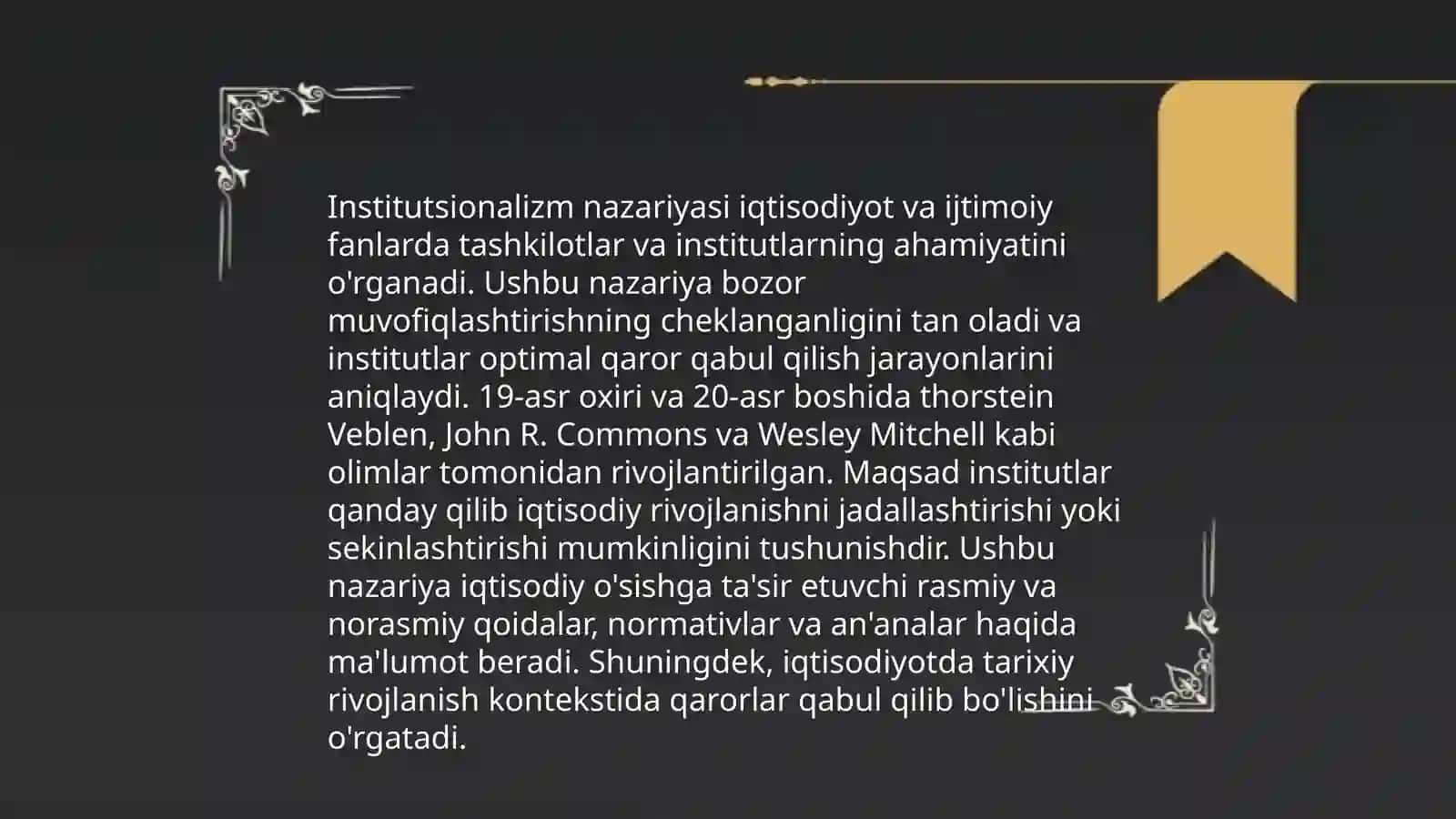 Institutsionalizm yoʻnalishi 3