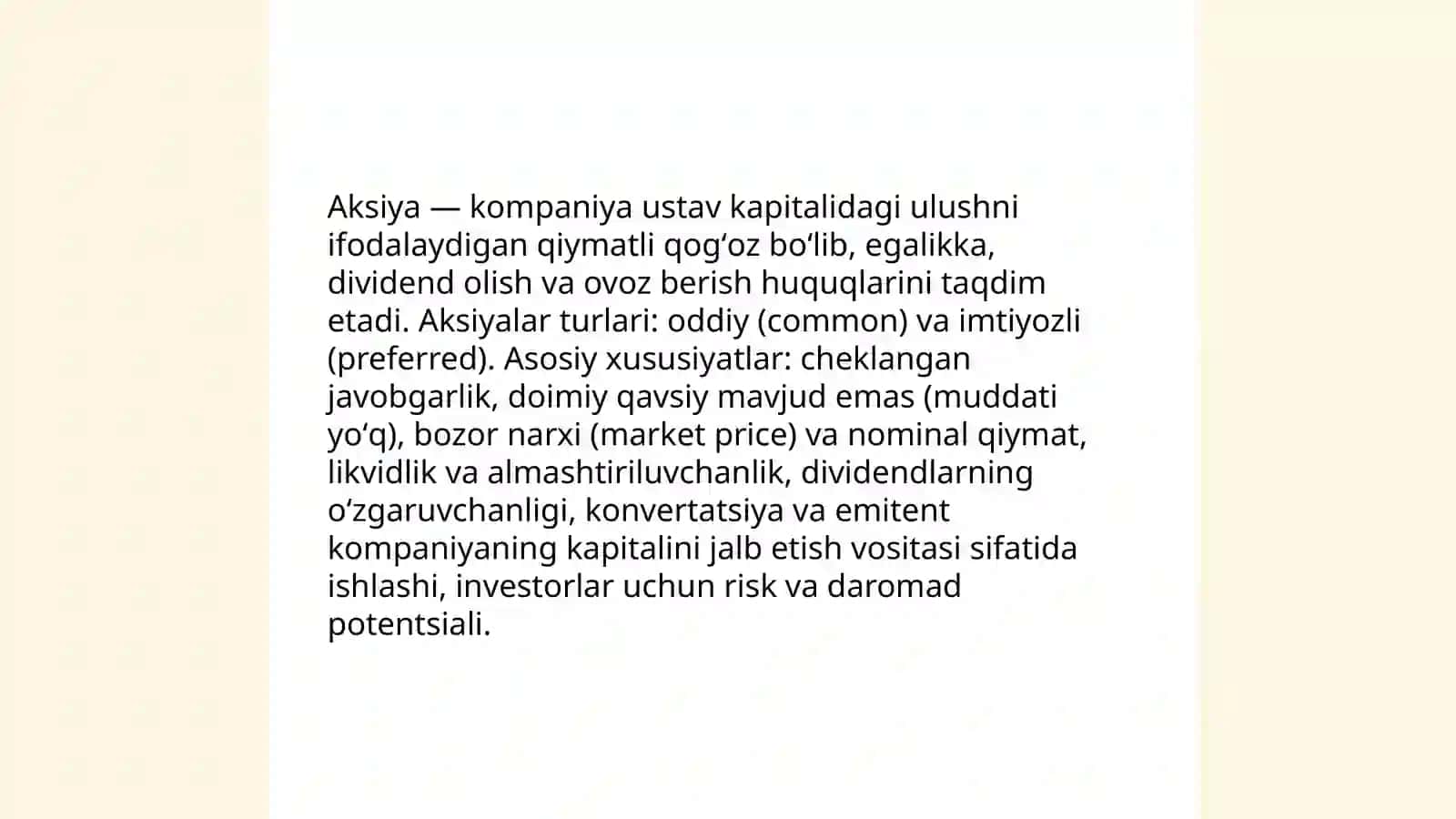 Aksiyaning baholanishi va xususiyatlari 3