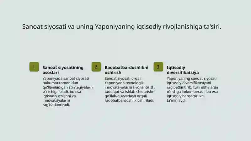 Yaponiyaning iqtisodiy o'sishiga ta'sir etuvchi omillar 3