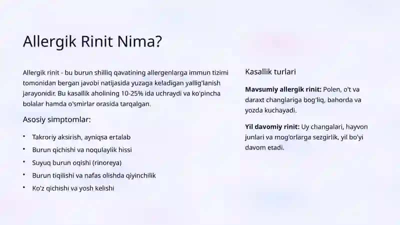 Allergik Rinit va Astma: Sabablar, Belgilar va Davolash 3