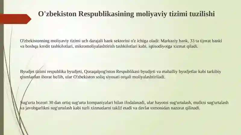 O‘zbekiston Respublikasi moliya tizimi 3