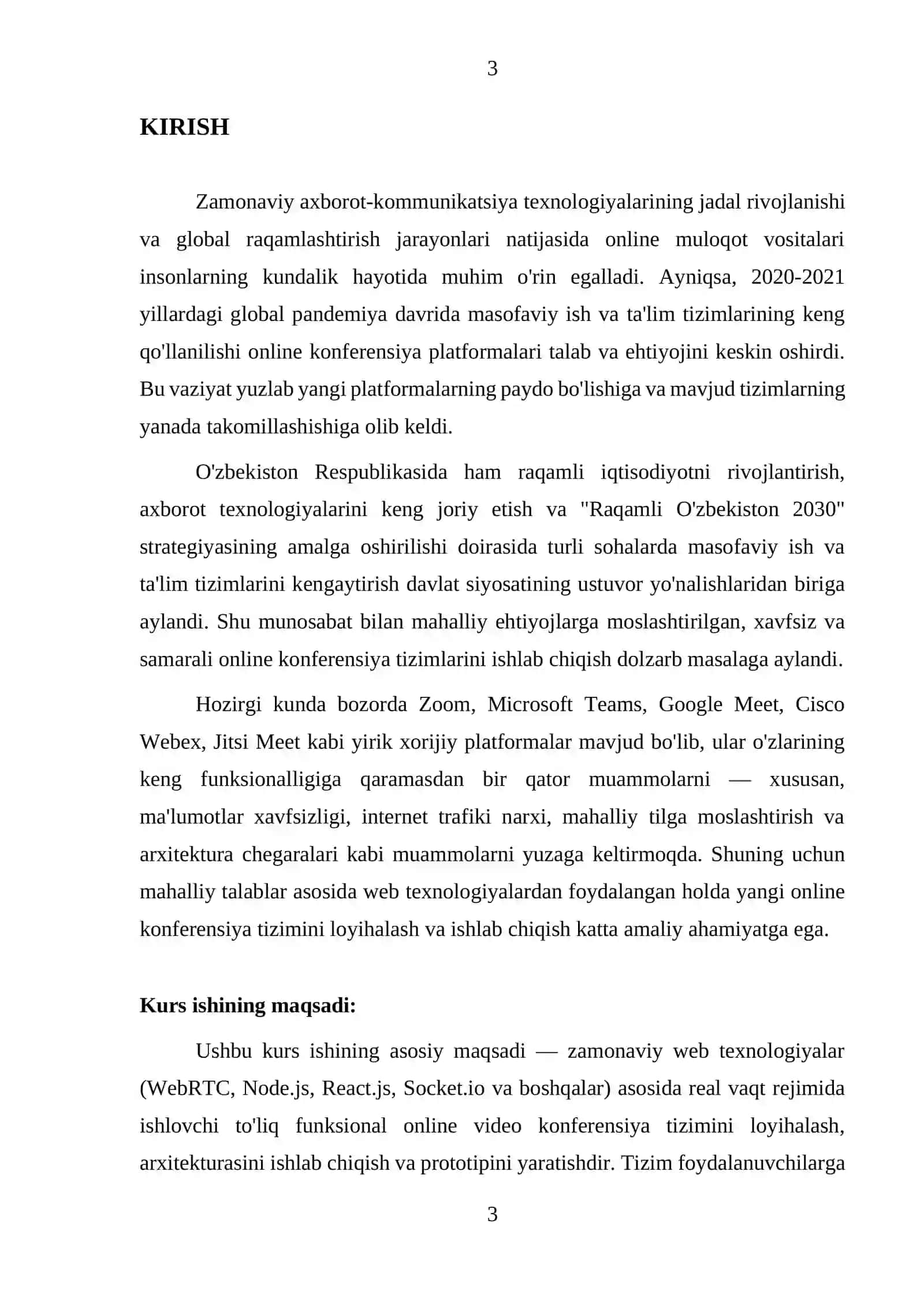 "Online video konferensiya tizimini yaratish" 3