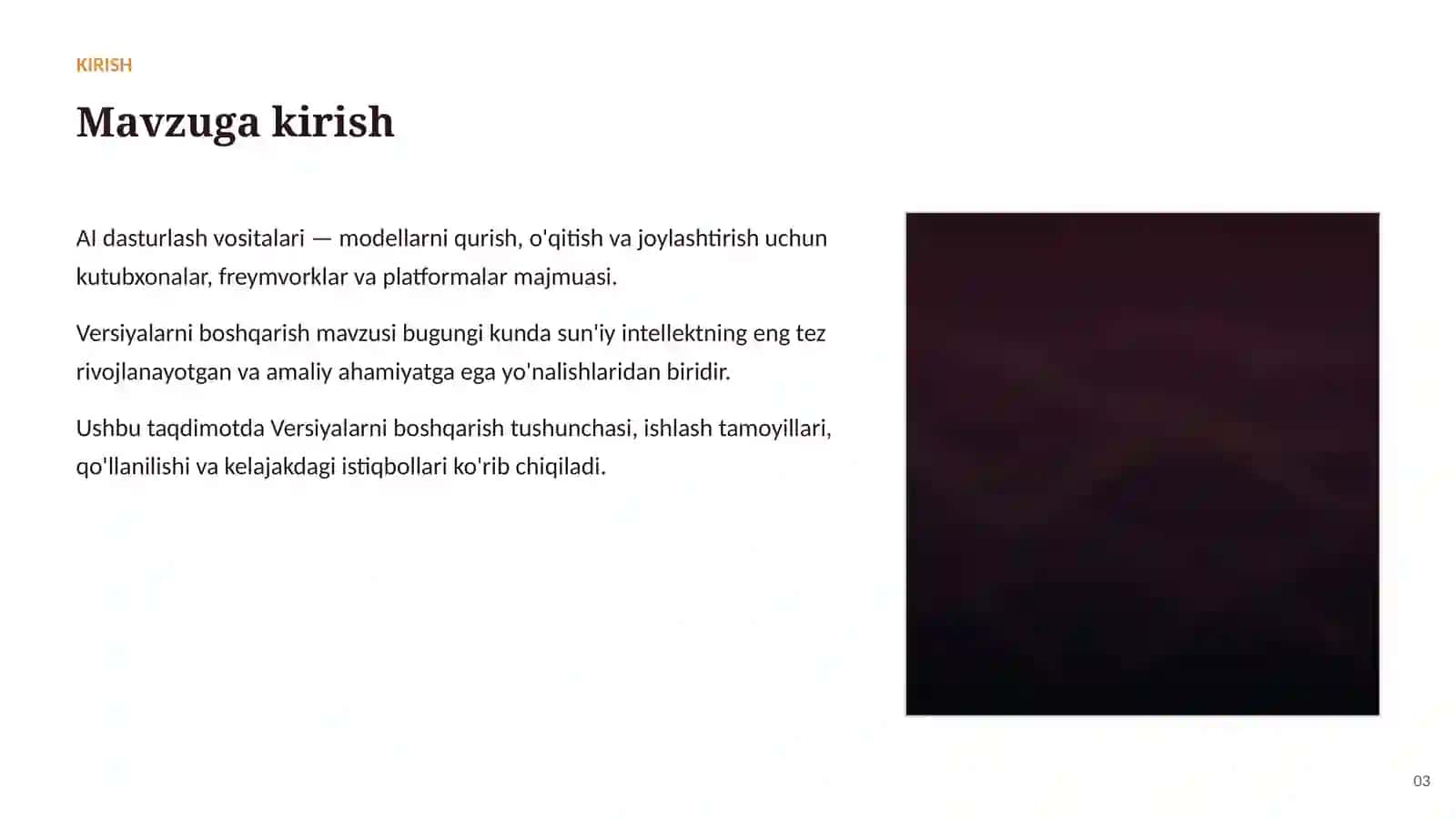 SUN'IY INTELLEKT • AI DASTURLASH VOSITALARI 3