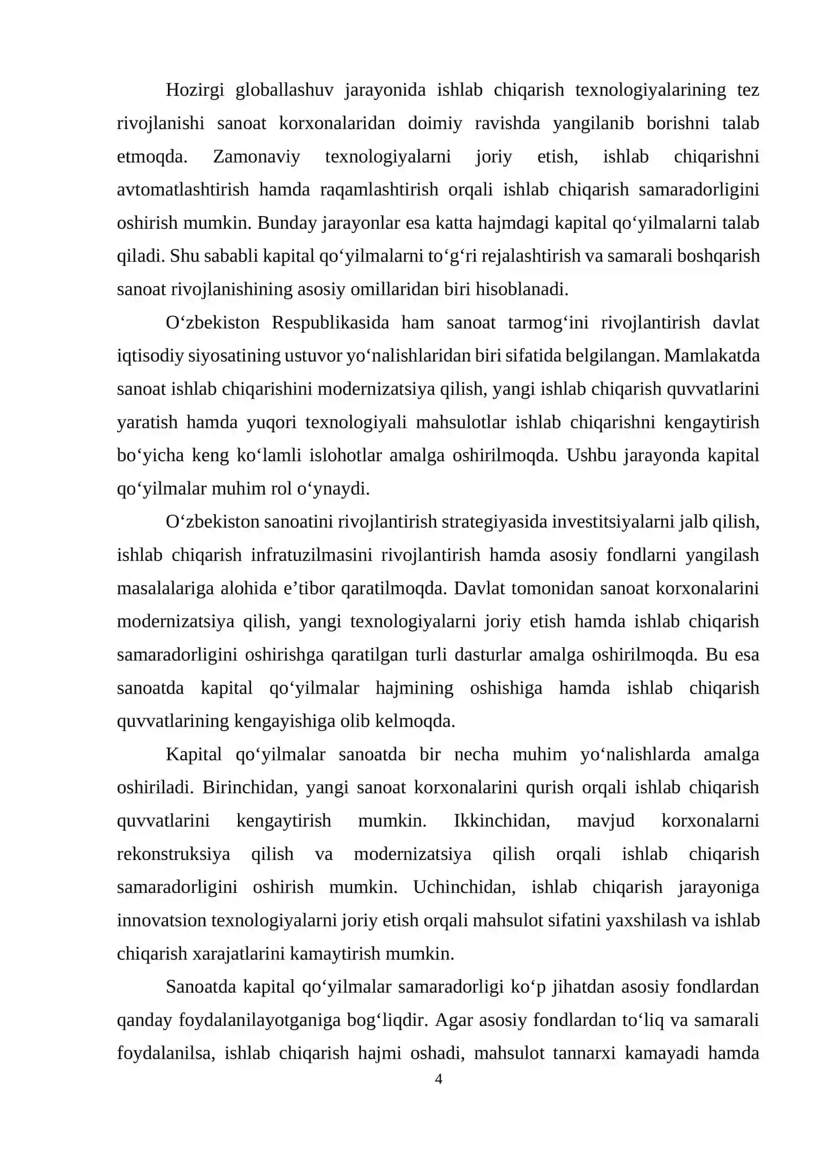 Sanoatda kapital qoʻyilmalarning asosiy yoʻnalishlari va asosiy fondlardan foydalanish samaradorligini oshirish 3