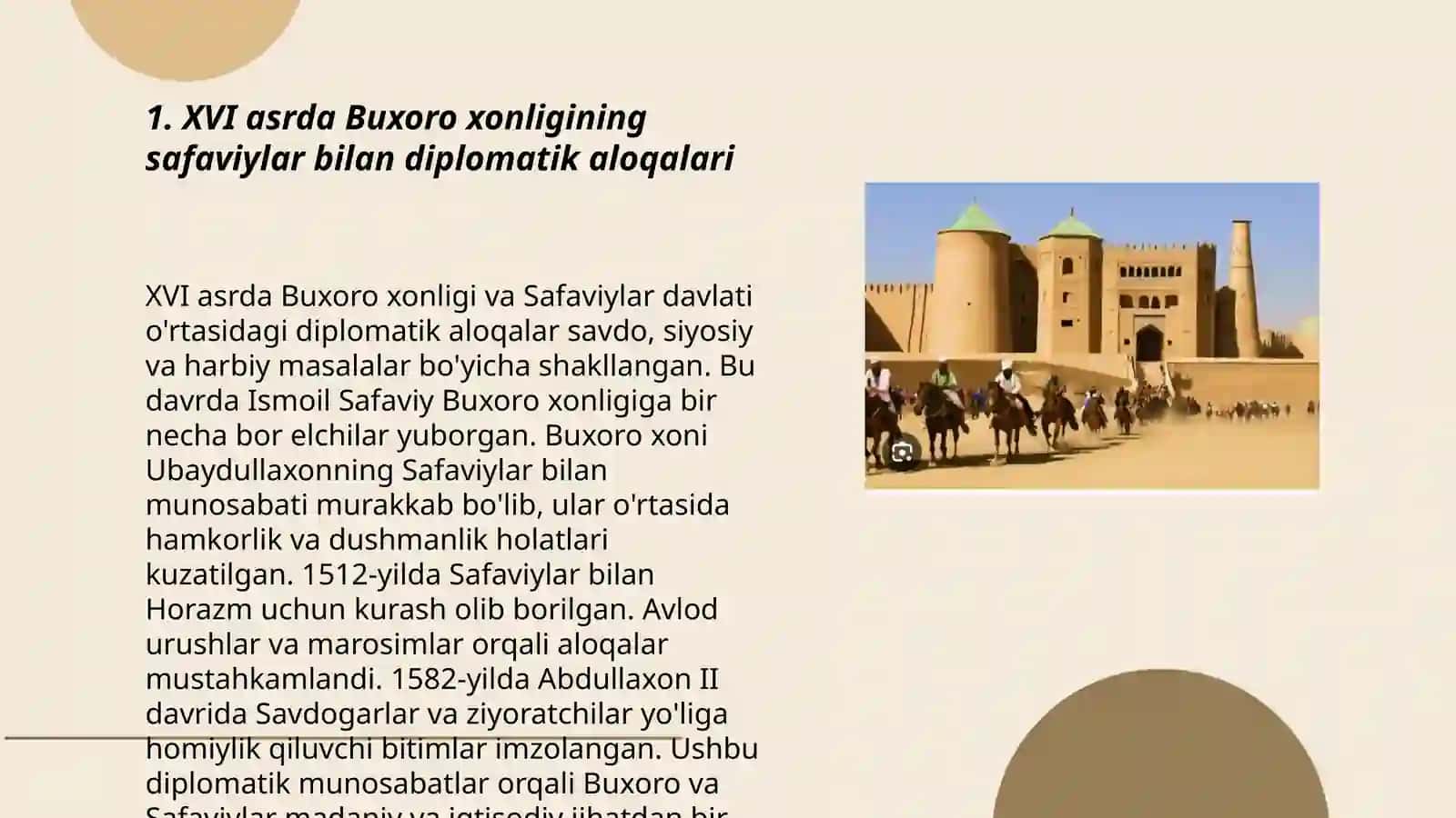 XVI-XIX asr Buxoro xonligi (amirligi) diplomatik aloqalari 3