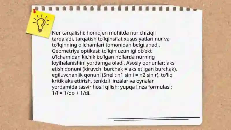 Optik hodisalarni òrganish 3