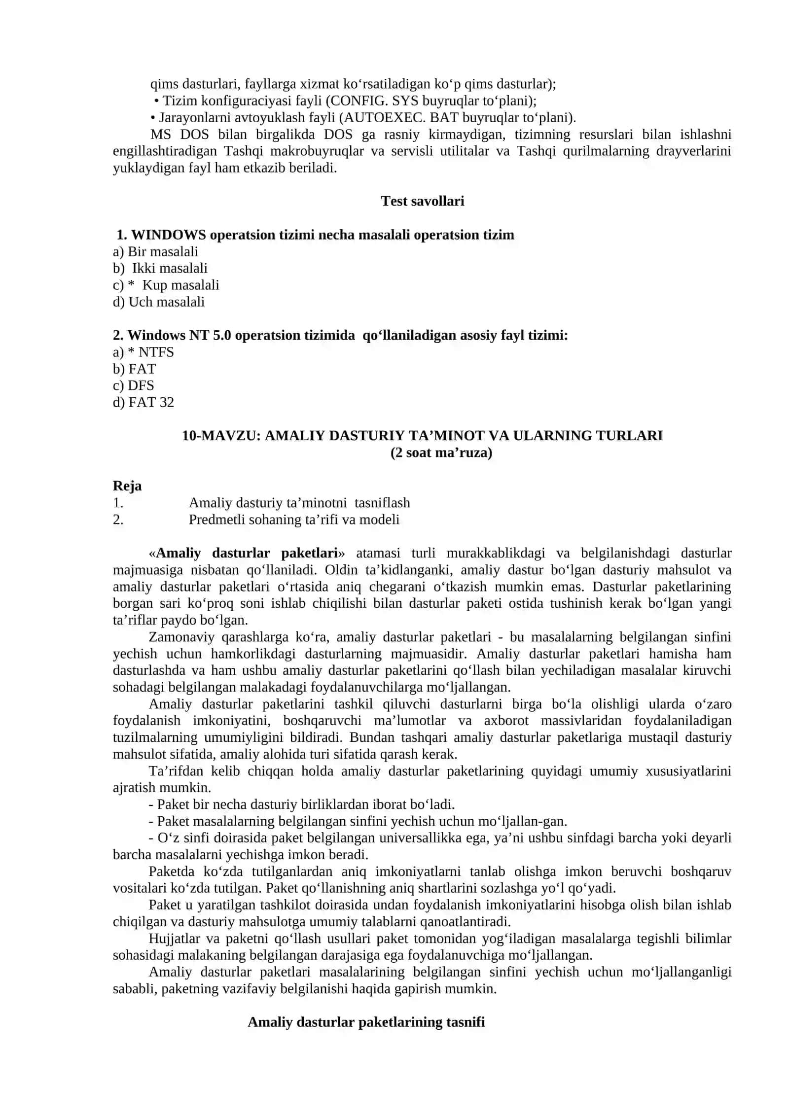 SISTEMAVIY DASTURIY TA’MINOT VA ULARNING TURLARI 3