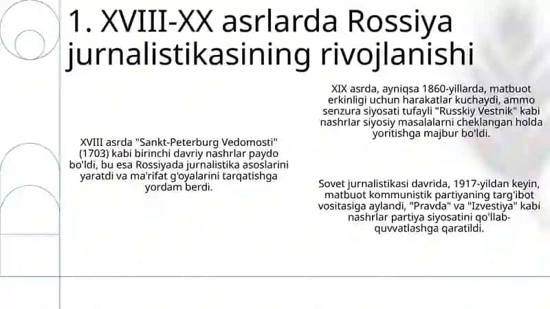 XVIII - XX ASR RUS JURNALISTIKASI TARIXI 3