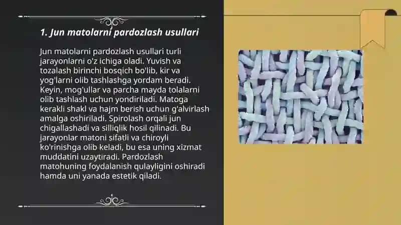 Jun matolarni pardozlashga tayyorlash 3