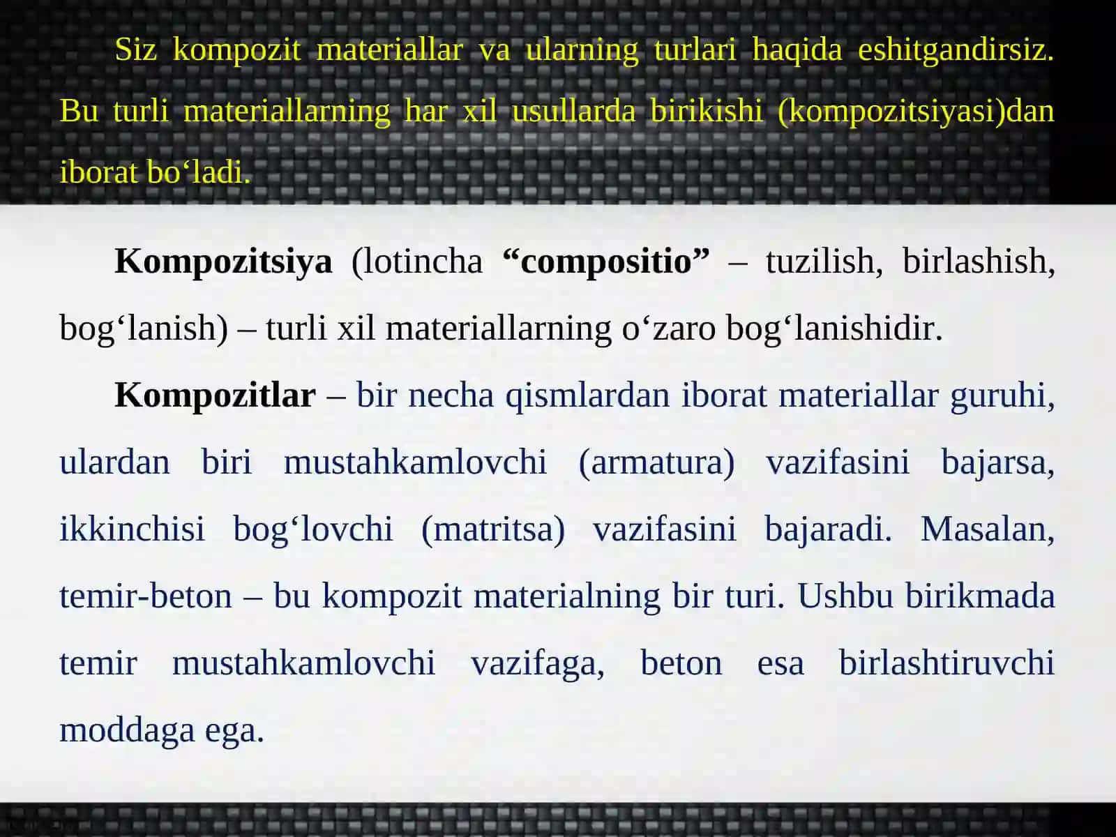 Kompozit materiallarni ishlab chiqarish 3