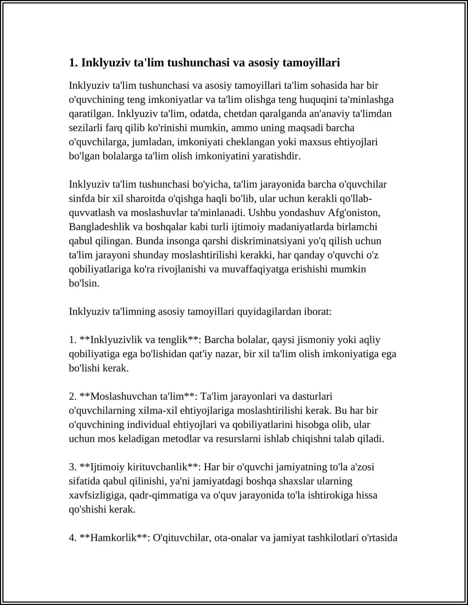 INKLYUZIV TA'LIM MODELLARI: TAHLILI VA XUSUSIYATLARI 3