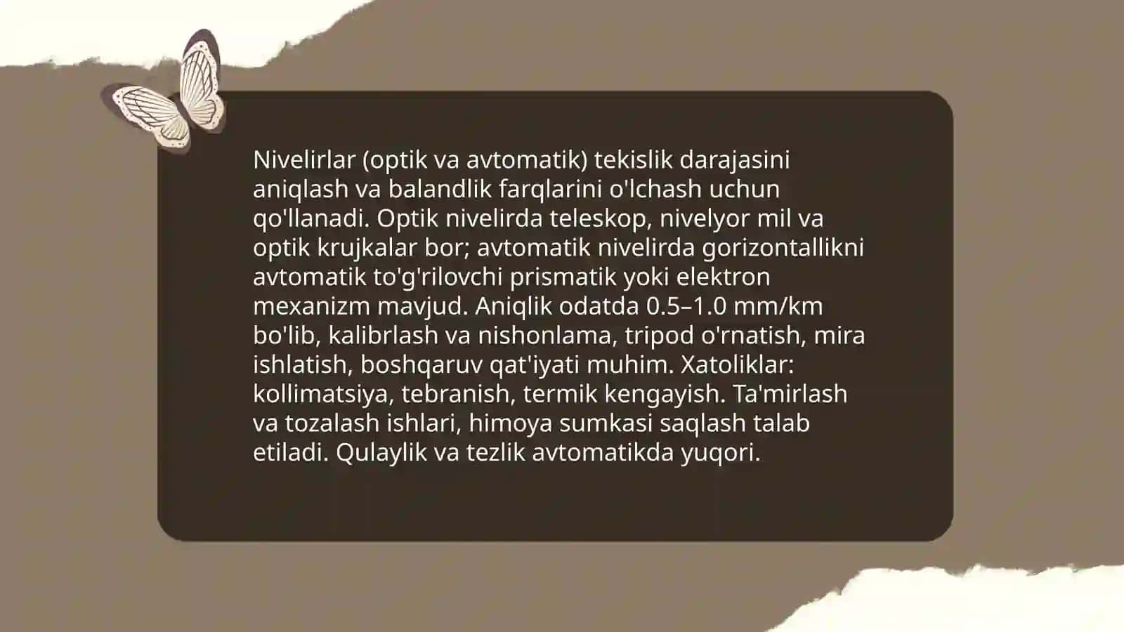 Nivelir (optik va avtomatik) asboblari 3