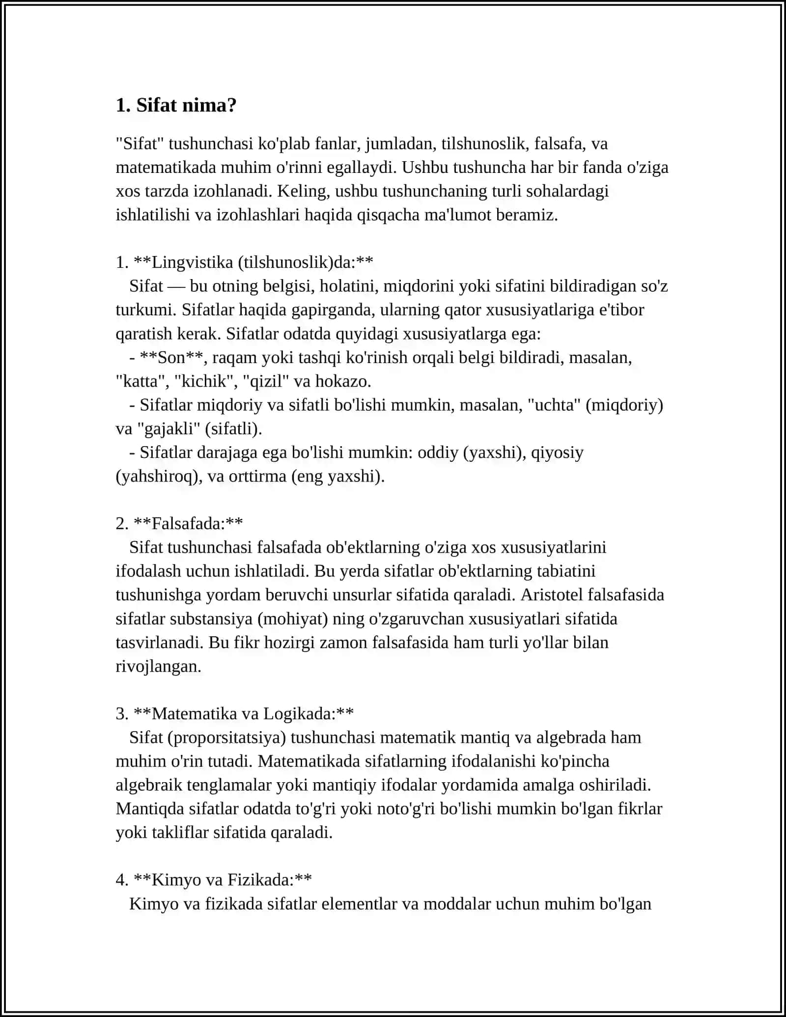 SIFATNING YASALISHI 3