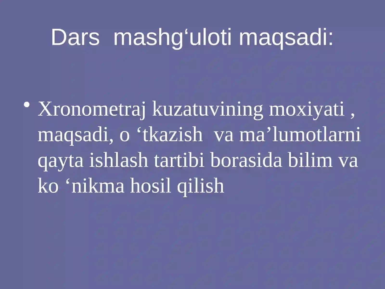 Xronometraj kuzatuvining o ‘rni va ahamiyati 3
