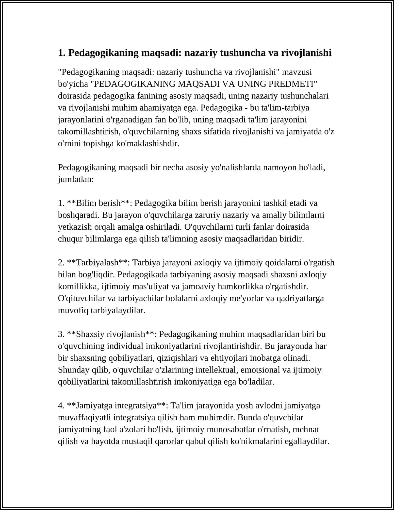 PEDAGOGIKANING MAQSADI VA UNING PREDMETI 3