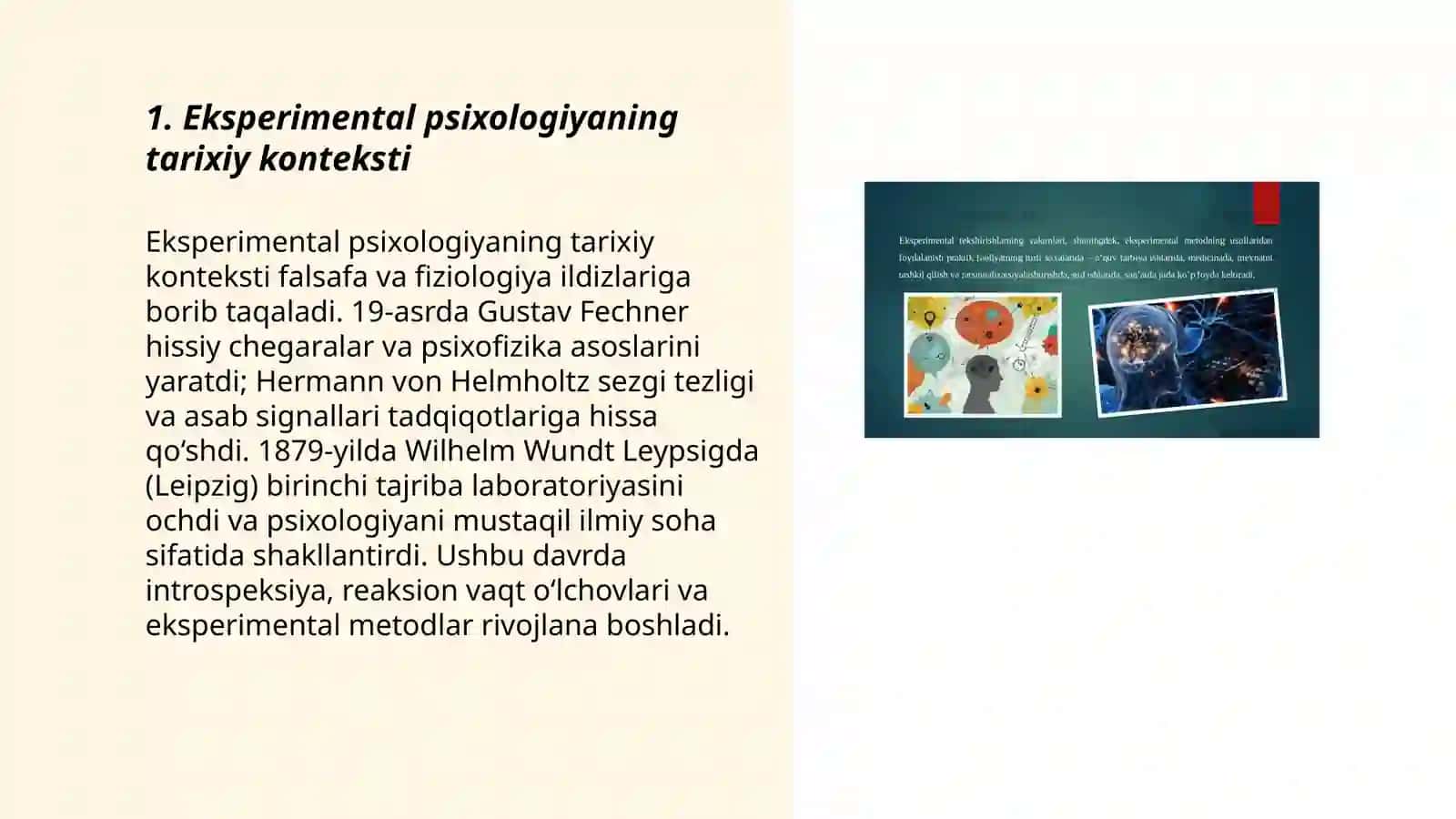 Eksperimental psixologiyaning paydo bo'lish shart- sharoitlari 3