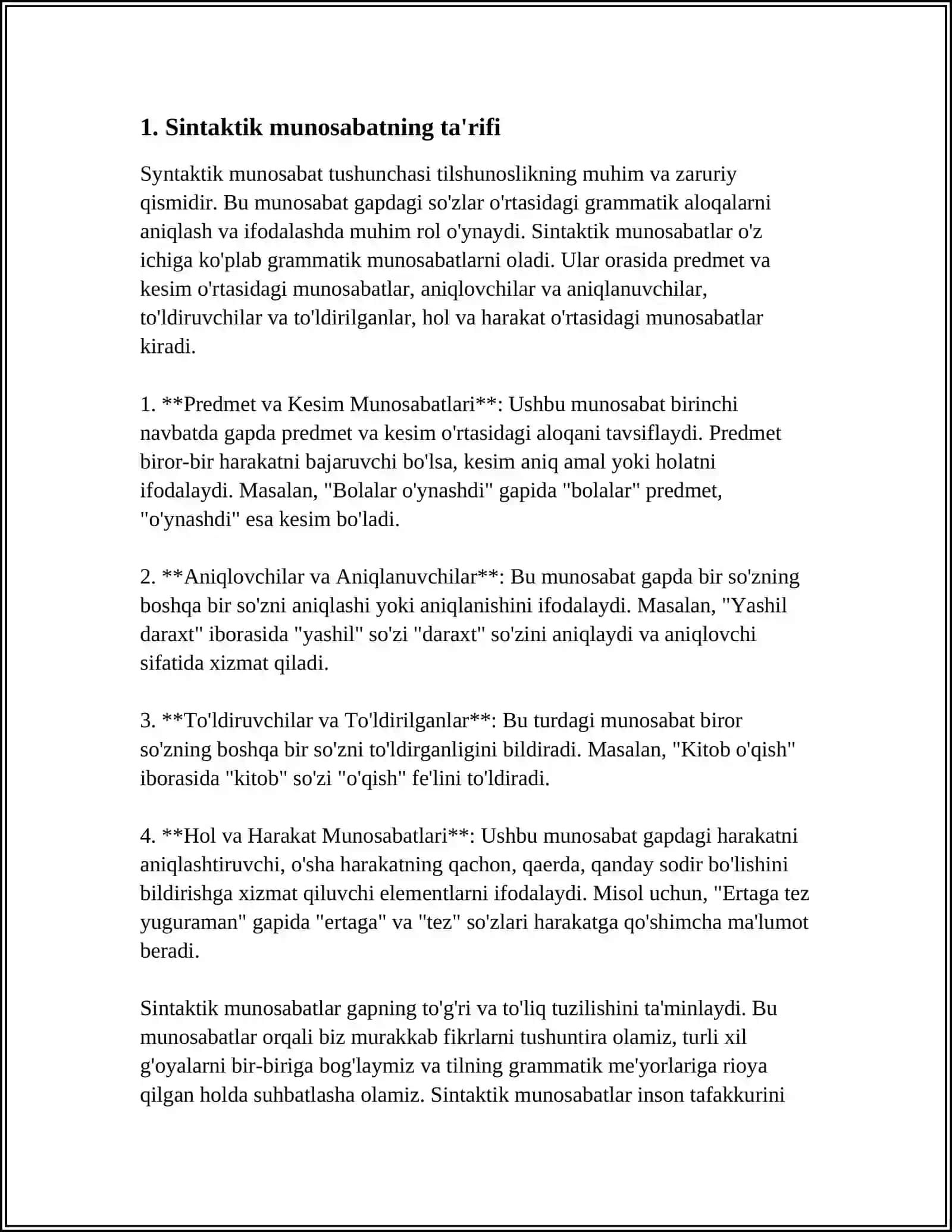 SINTAKTIK MUNOSABAT VA UNING TURLARI 3