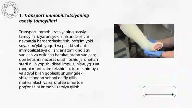 Transport immobilizatsiyasi. Gips tayorlash 3