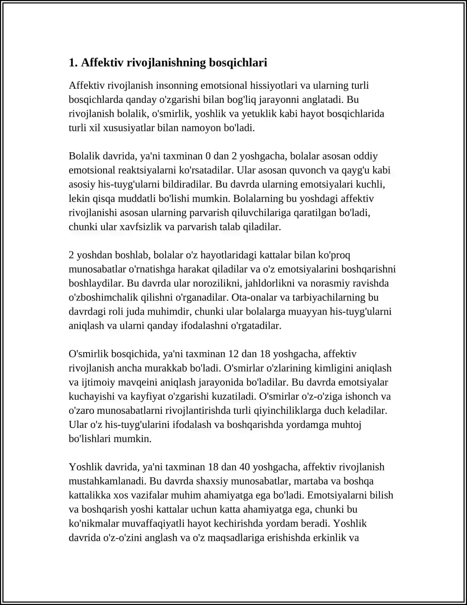 AFFEKTIV RIVOJLANISH VA BOGʻLANIB QOLISH 3