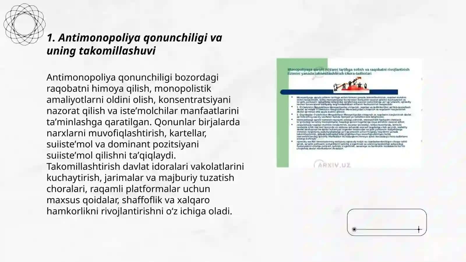 Antimonopoliya qonunchiligi va uning takomillashuvi 3