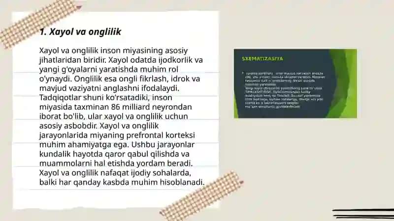 Xayol va Onglik 3
