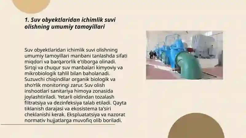 Suv obyektlaridan ichimlik suvi ta'minoti ehtiyojlari uchun foydalanish 3