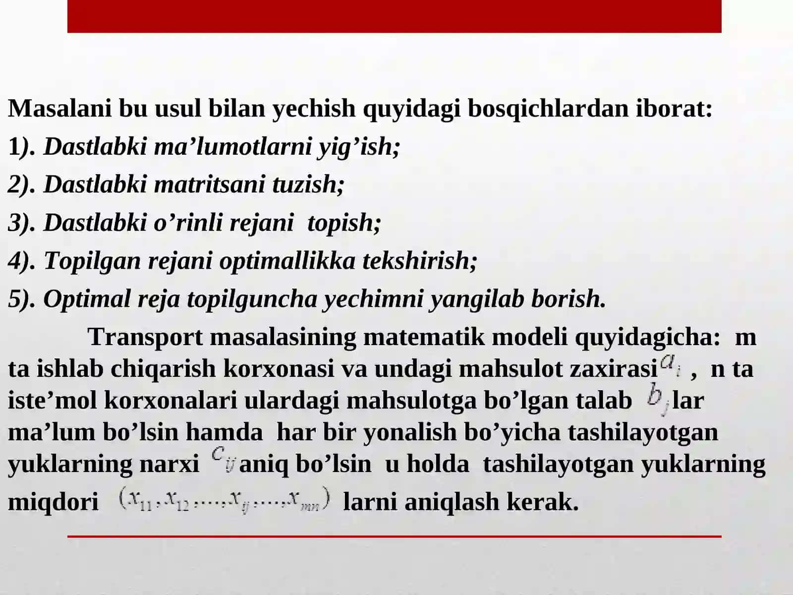 Chiziqli programmalashtirish masalasining yechilishi 3