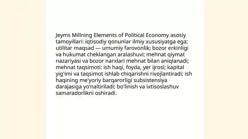 Jeyms Millning iqtisodiy g'oyalari 3
