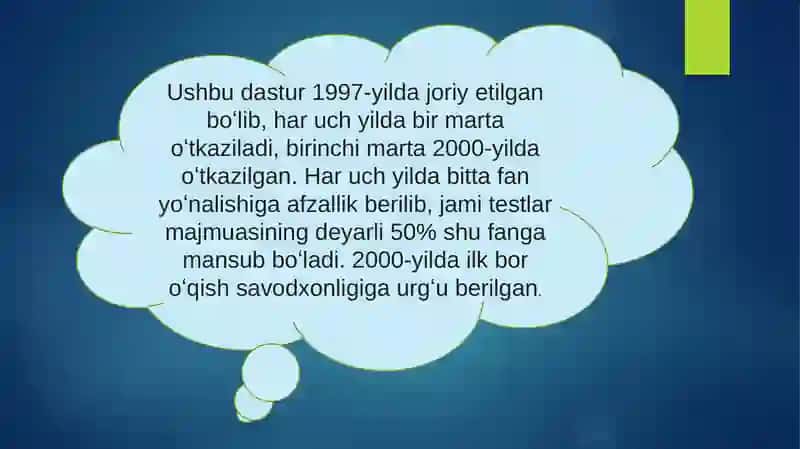 XALQARO BAHOLASH DASTURI 3