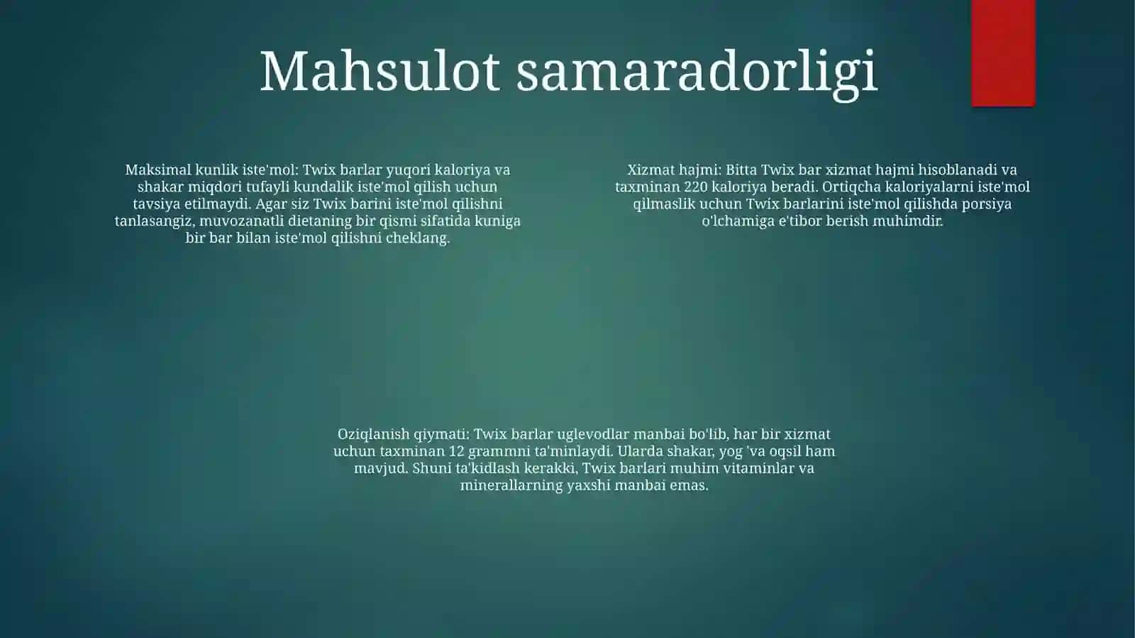 Twix Ni SifatKoʻRsatkichlari 3